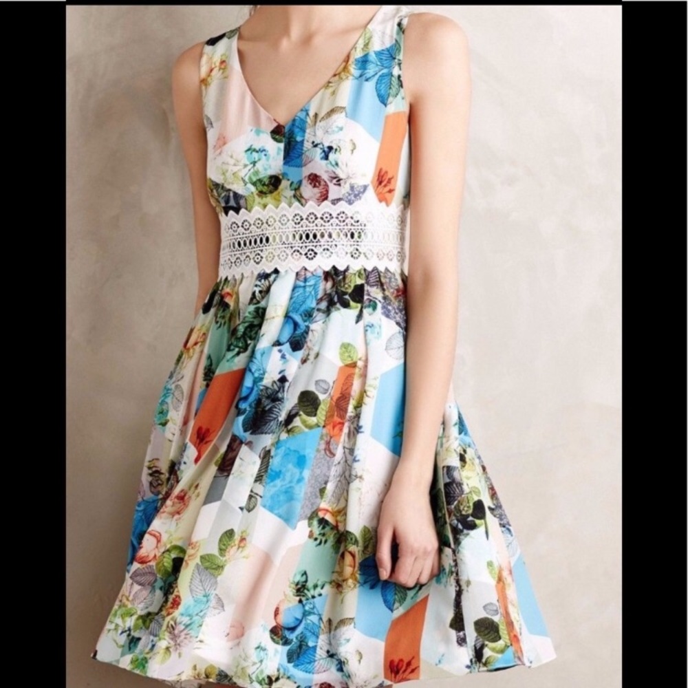 MOVING SALE Anthropologie Leifsdottir patchwork petals dress
